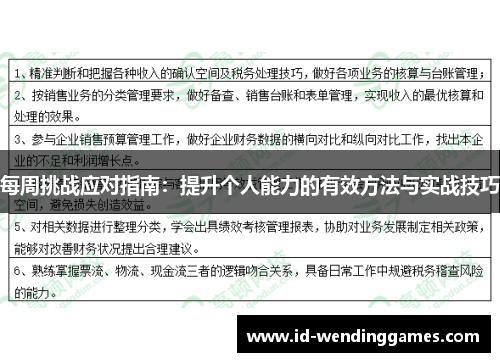 每周挑战应对指南：提升个人能力的有效方法与实战技巧